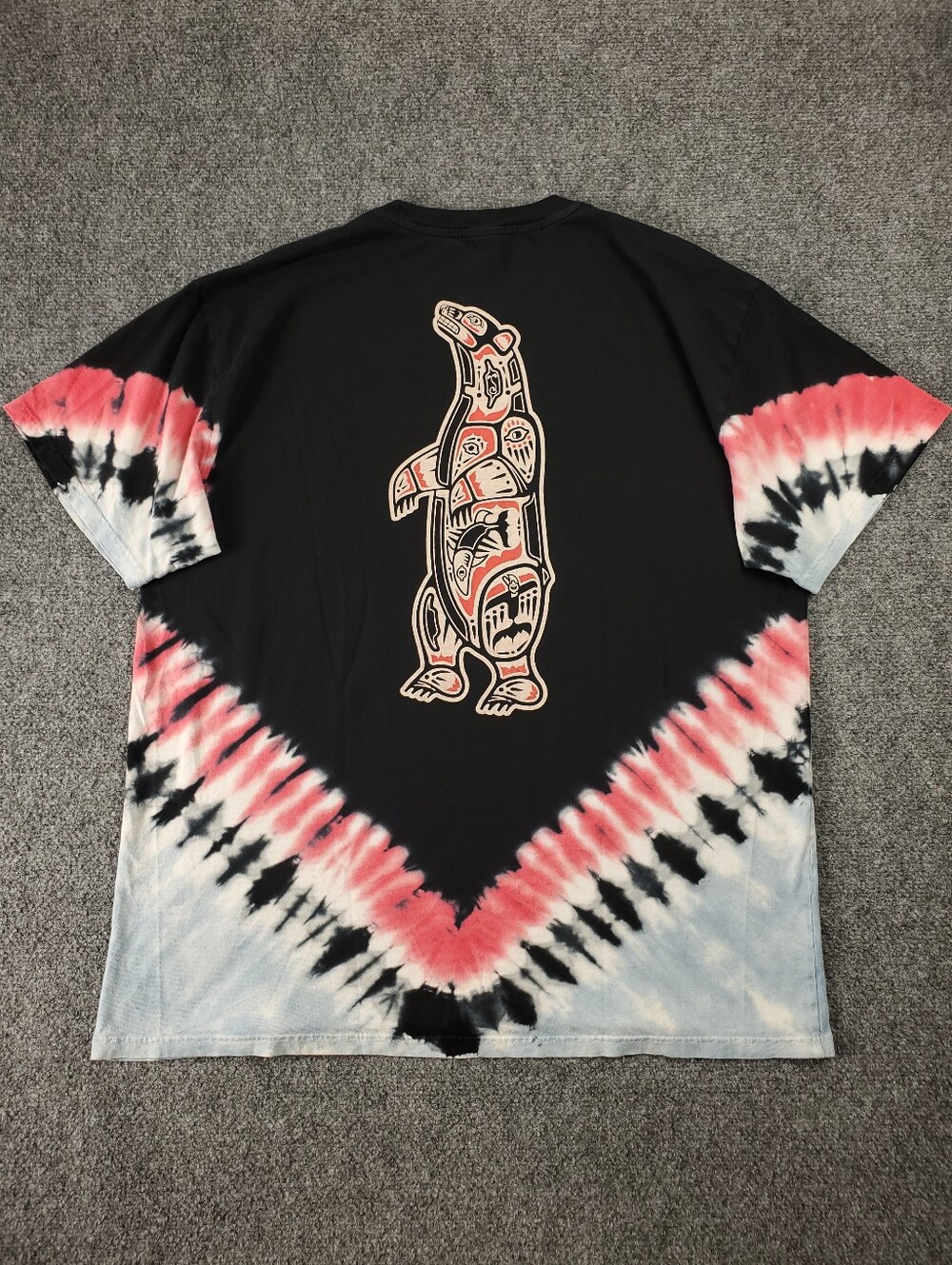 Grassroots California Totem Bear T Shirt XL V-Dye Tie Dye Short Sleeve Hippie